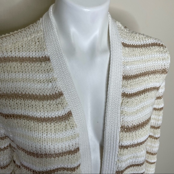 LOFT open cardigan cream and gold NWT medium - Picture 4 of 8